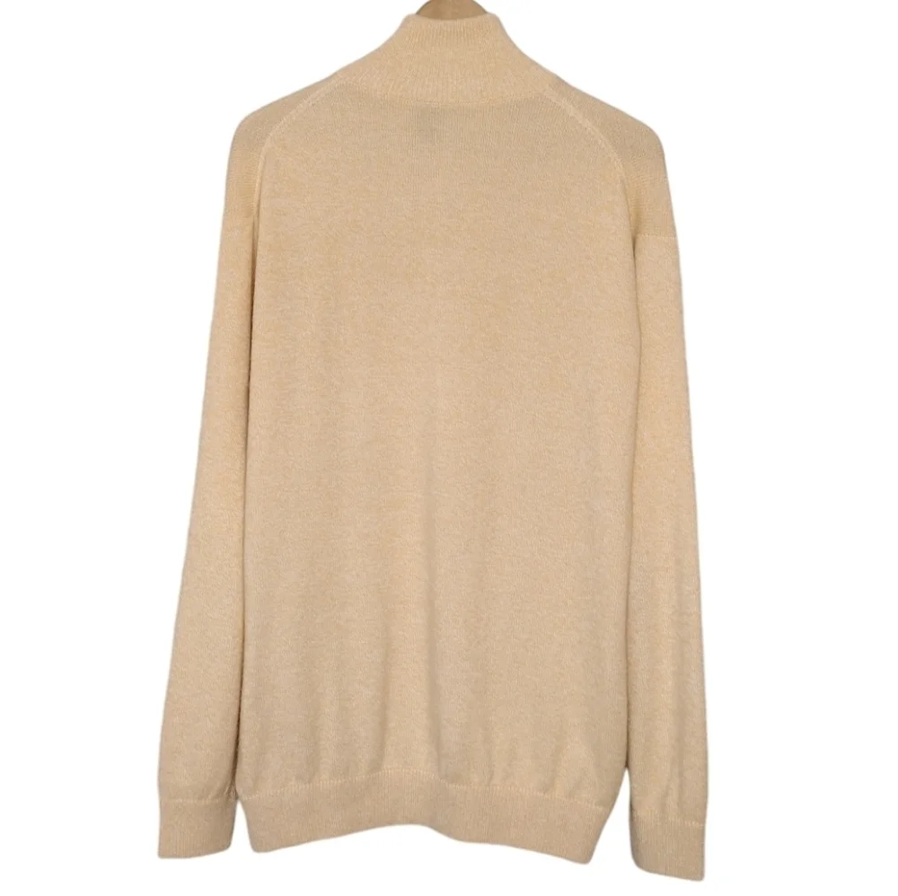 Saks Fifth Avenue Cashmere Cotton Pullover Quarter Zip Long Sleeve Sweater Sz L